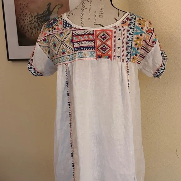 Johnny Was Arwen White Linen Boho Dress or Tunic - Picture 4 of 6